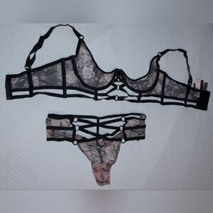 Victoria's Secret unlined floral bra and panty set 34D and Medium